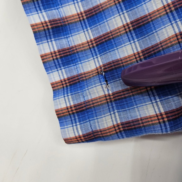 Wrangler Shirt Mens Medium Pearl Snap Western Short‎ Sleeve Rodeo Plaid Blue - Picture 3 of 11